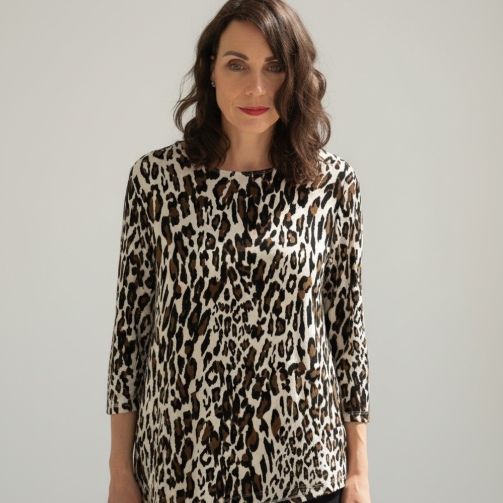 Chico's Animal Print Top with Asymmetrical Design - Picture 6 of 9